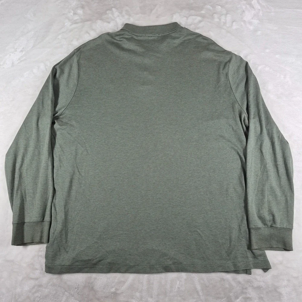 Polo Ralph Lauren Polo Shirt Men's XXL Green Classic Fit Long Sleeve Flesh Pony